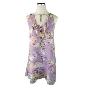 Farm Rio Floral Lavender Floral Ruffle Shift Dress S Sleeveless Whimsical Fairy